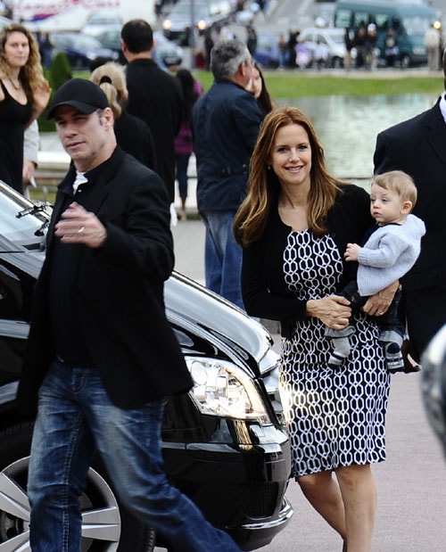 John Travolta y Kelly Preston con su hijo Benjamin