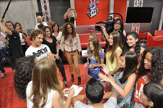Fotografía facilitada por Mediaset de uno de los momentos de la grabación del programa de Telecinco 'La Voz Kids'