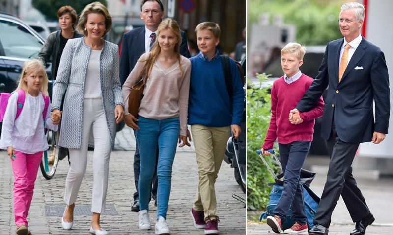 ¡Sonrisas y nervios! Los hijos de los Reyes de Bélgica regresan al cole