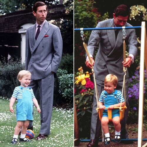 El príncipe Carlos con Guillermo de Inglaterra el día de su segundo cumpleaños  