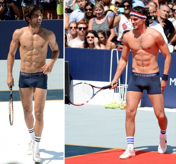 Los modelos Arthur Kulkov y Akin Akman quedaron con el torso y las piernas al descubierto