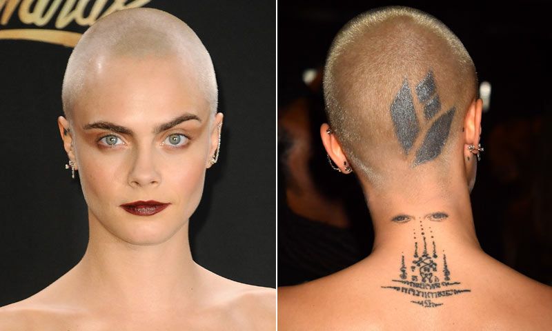 Resultado de imagen de cara delevingne  tatu cabeza