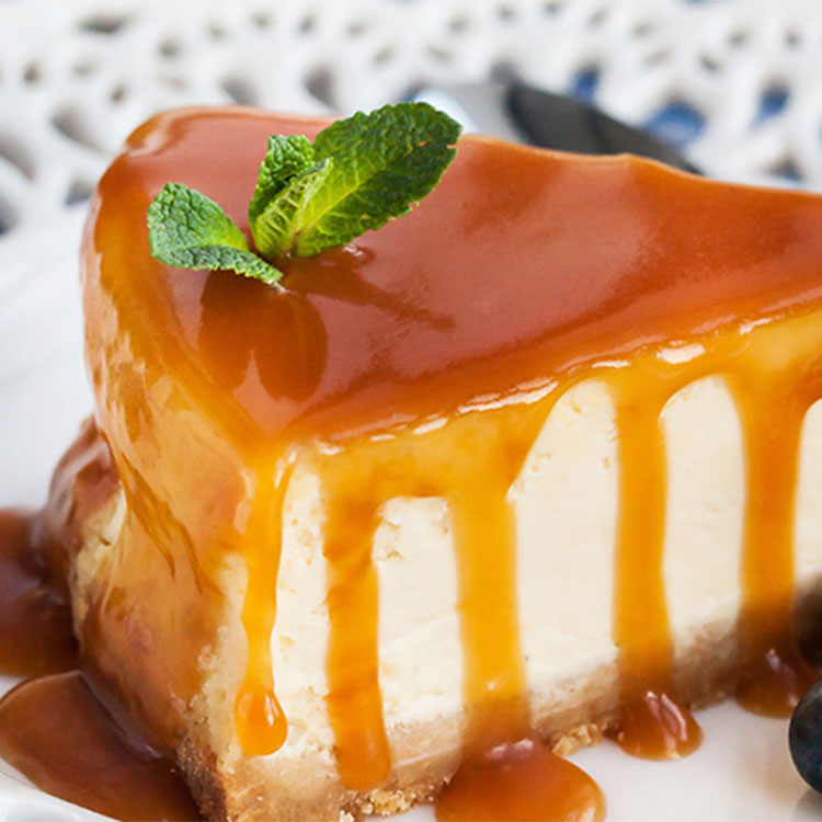 Tarta de queso fría con caramelo 