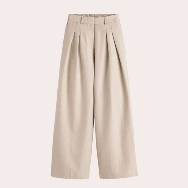 Pantalón ancho con pinzas, de lino mezclado de La Redoute