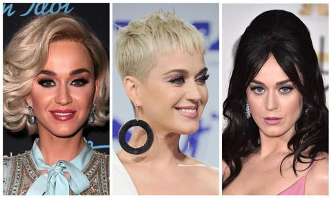 Katy Perry collage of different hairstyles