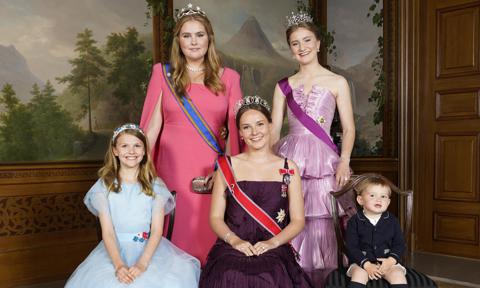 Norway's Princess Ingrid Alexandra (front C) poses for a with (front L and R) Princess Estelle of Sweden and Prince Charles of Luxembourg and (back LtoR) Catharina-Amalia, Princess of Orange and Princess Elisabeth, Duchess of Brabant