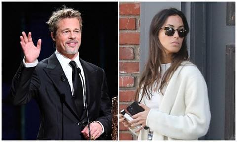 Brad Pitt and Ines de Ramon avoid the red carpet while attending the Art+Film Gala