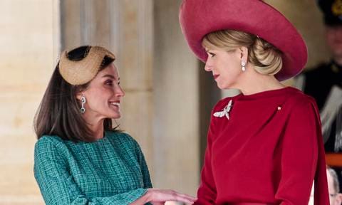 Queen Maxima and Queen Letizia wear colorful looks for reunion