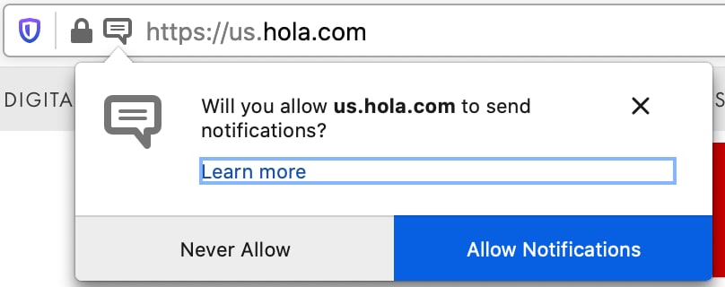 How to disable Web Push Notifications from HOLA! USA - Mozilla Firefox