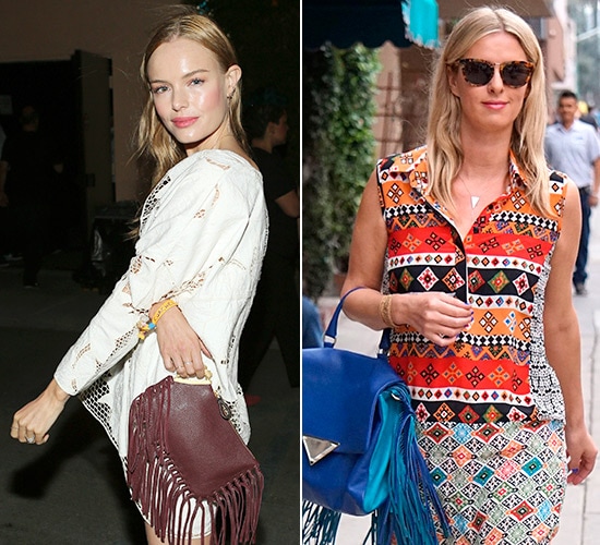 Kate Bosworth y Nicky Hilton, con bolsos de flecos