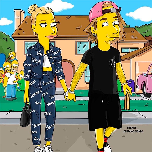 Hailey Baldwin y Justin Bieber se convierten en personajes de 'Los Simpson'