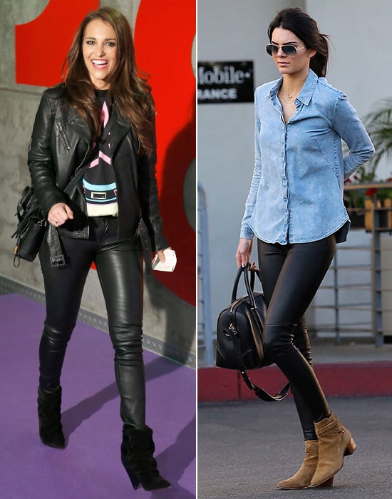 Paula Echevarría y Kendall Jenner con pantalones de vinilo