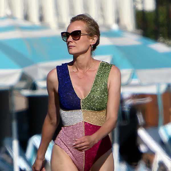 Con un bañador-body multicolor, Diane Kruger sigue siendo la reina de la belleza natural