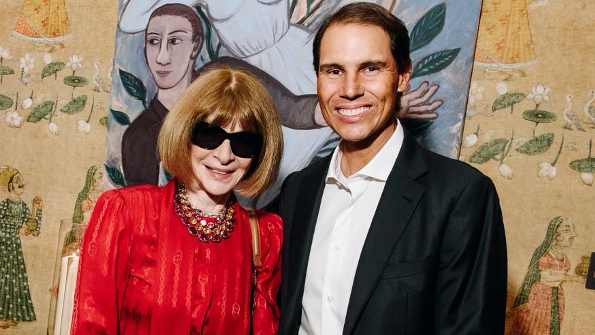 Rafa Nadal con Anna Wintour en la presentación de su documental en NY
