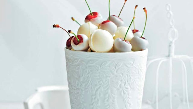 receta cerezas chocolate blanco