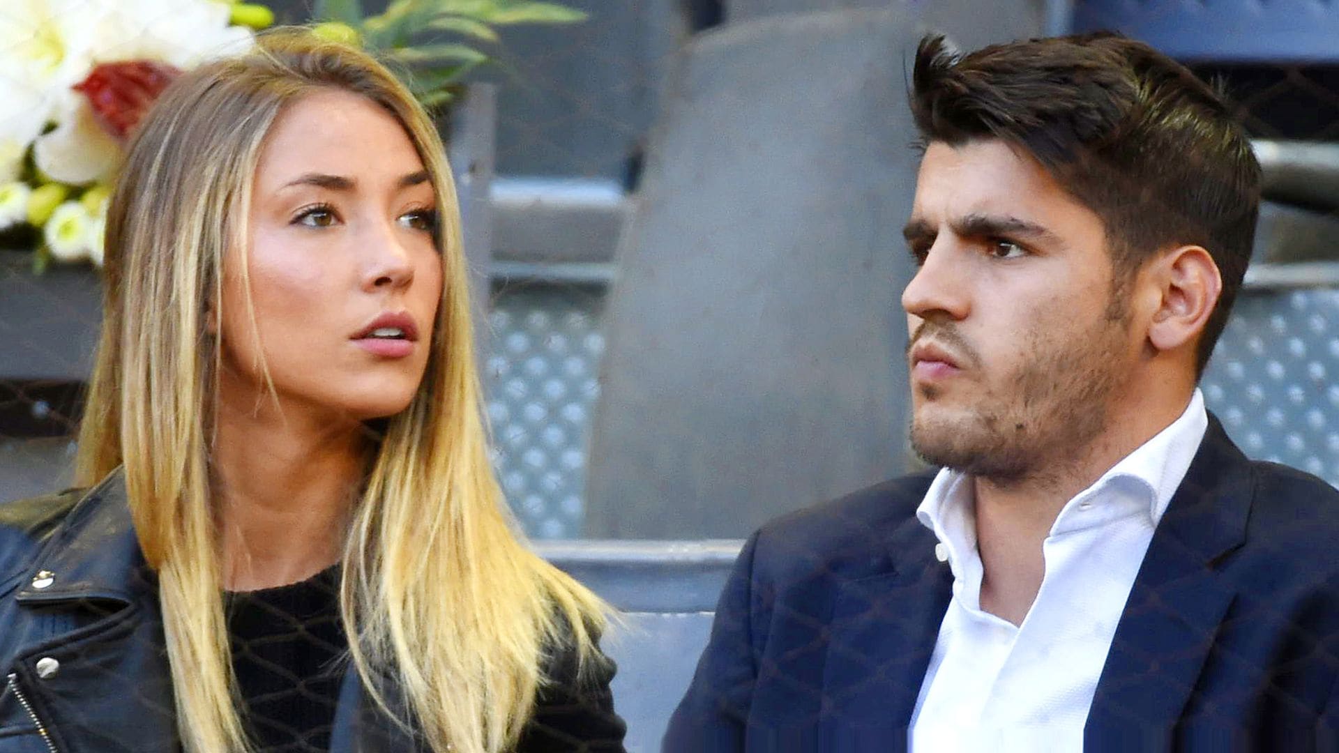 Álvaro Morata y Alice Campello en el Mutua Madrid Open en mayo de 2017