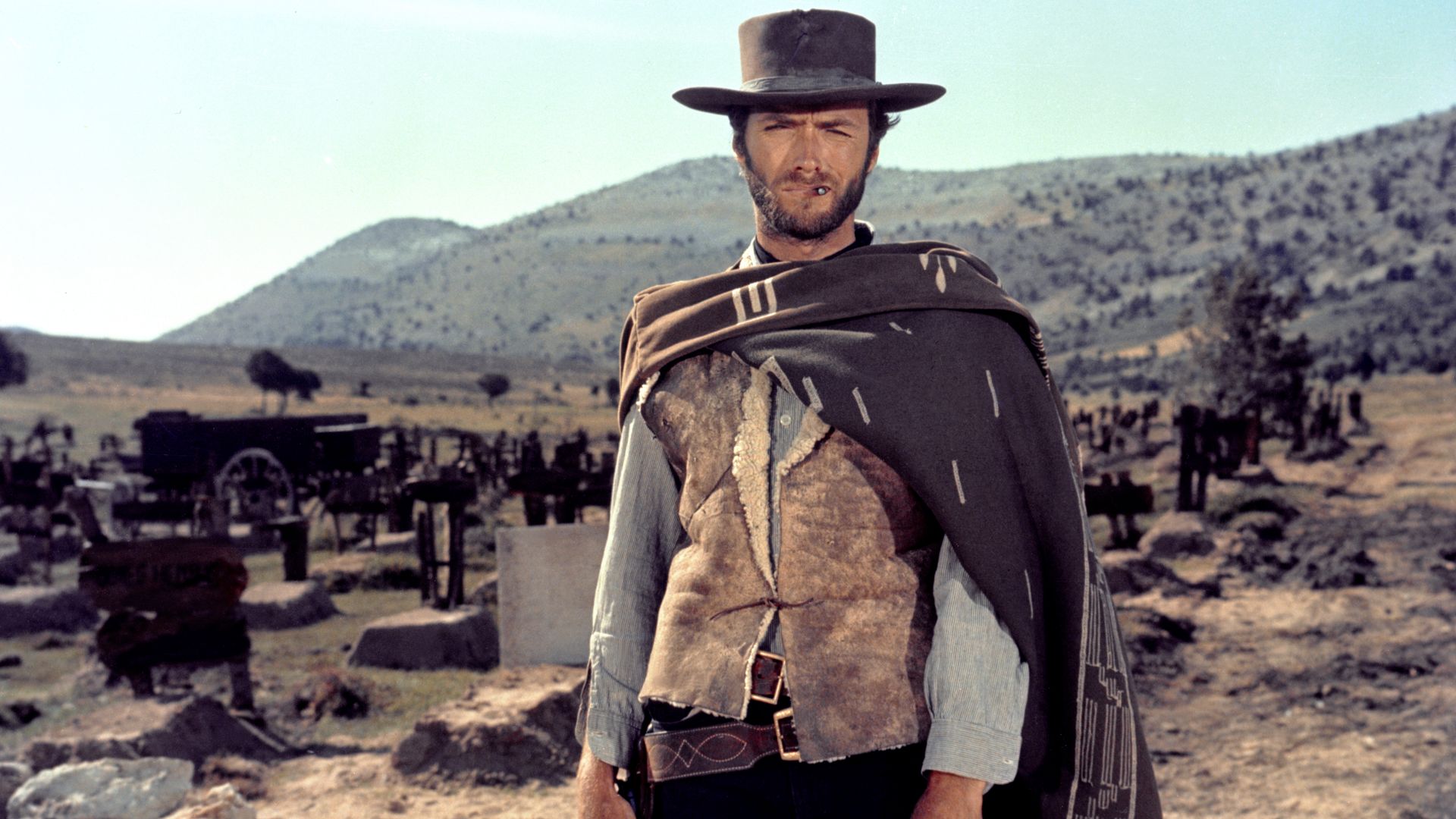 Clint Eastwood durante el rodaje de 'El bueno, el feo y el malo', dirigida por Sergio Leone en 1966