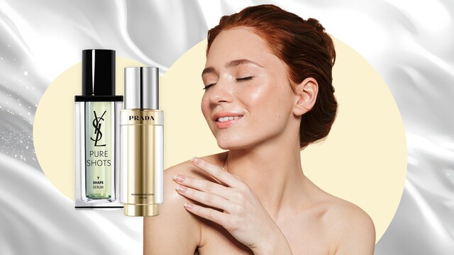 Creatividad con rostro de mujer pelirroja y sérums de L'Oréal