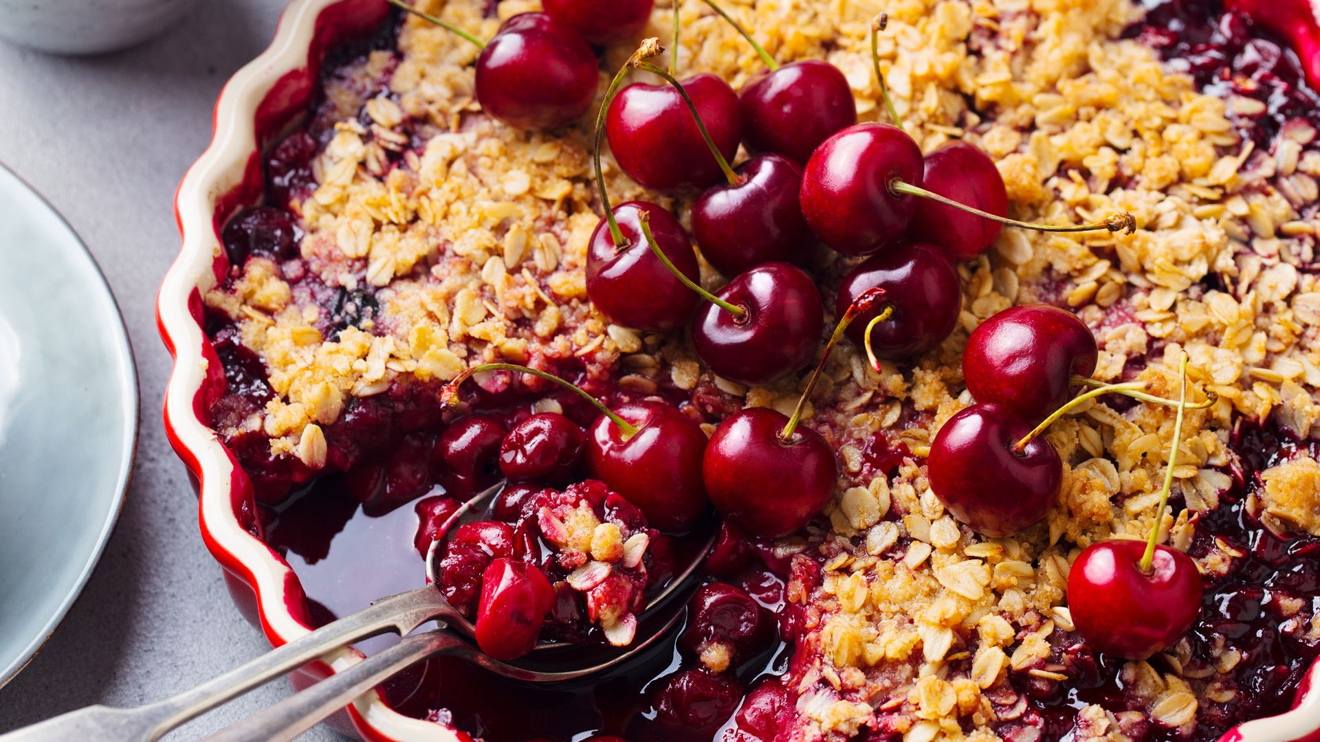Crumble de cerezas.