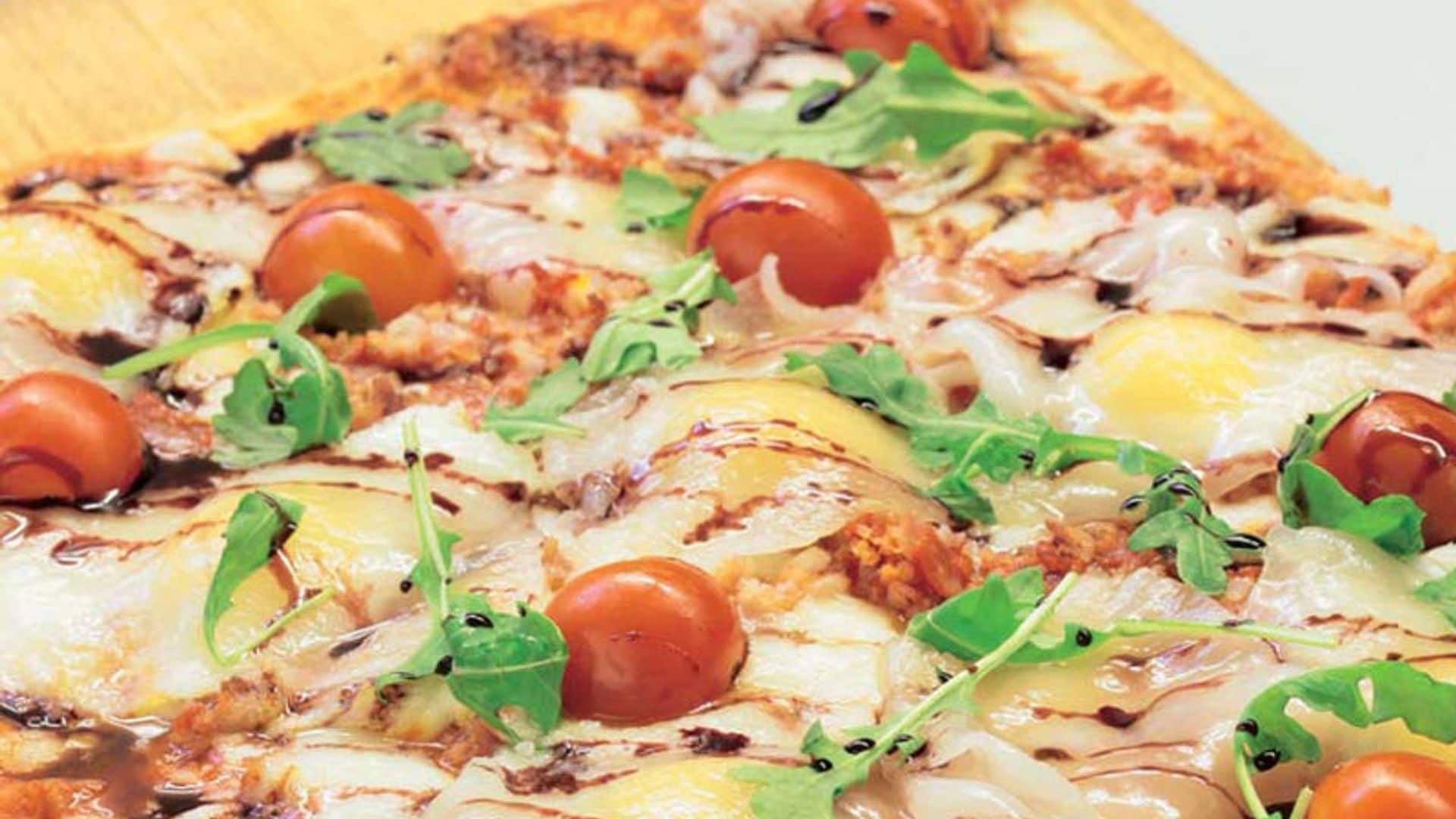 'Pizza Fantasía de la Granja con masa de tallo'
