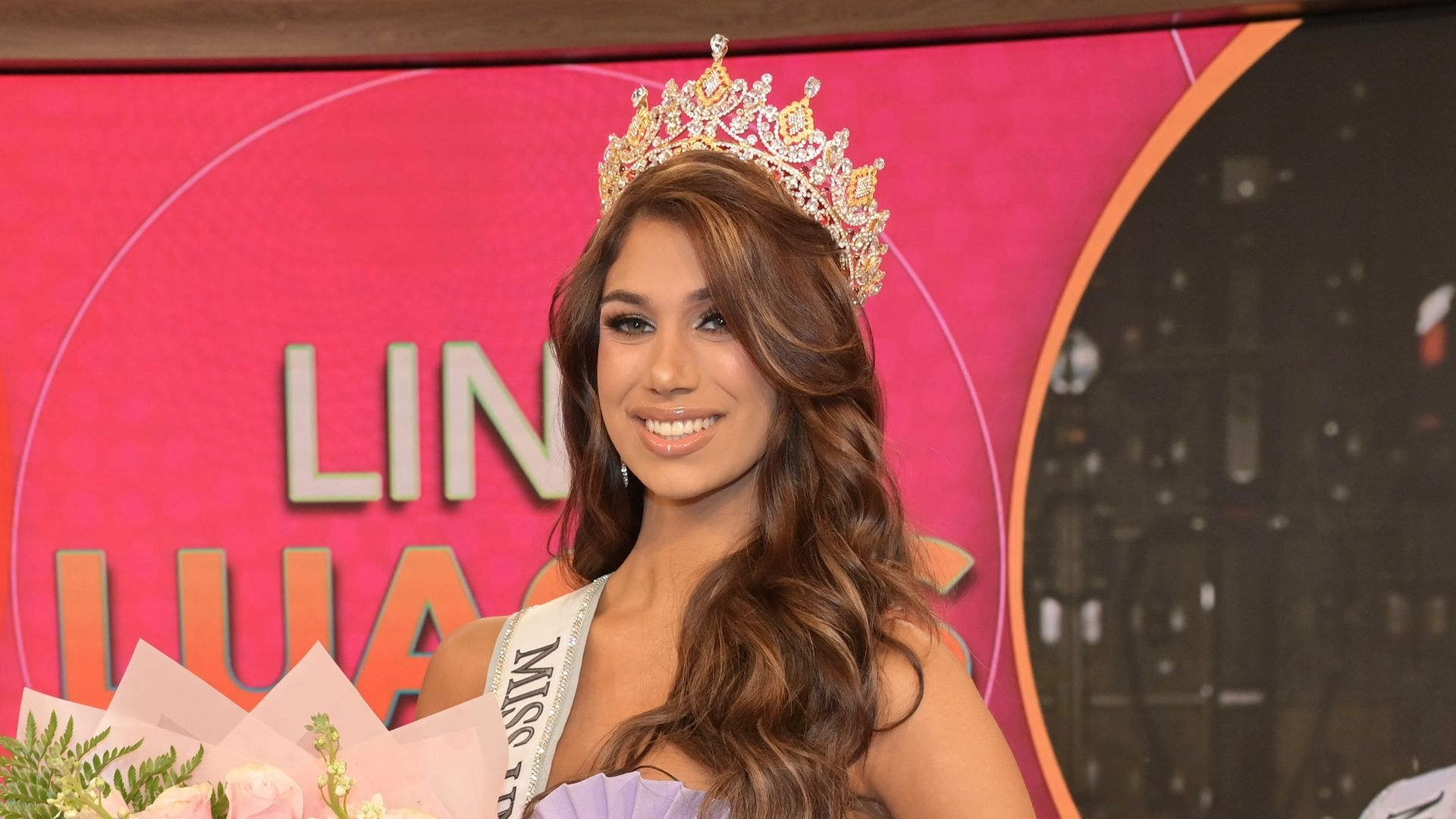 DORAL, FLORIDA - JULY 11: Miss Universe Cuba 2025 Lina Luaces visits the "Despierta America" morning show at Univision Studios on July 11, 2025 in Doral, Florida. (Photo by Manny Hernandez/Getty Images)