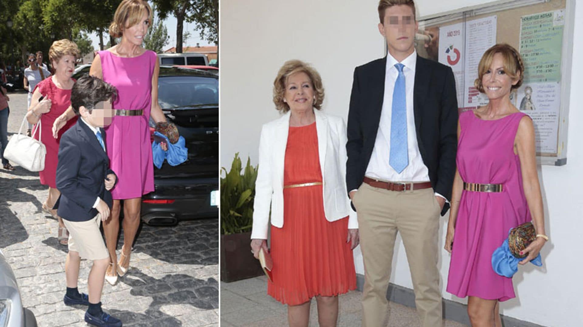 Lara Dibildos y Álvaro Muñoz Escassi se reúnen en la comunión de su hijo
