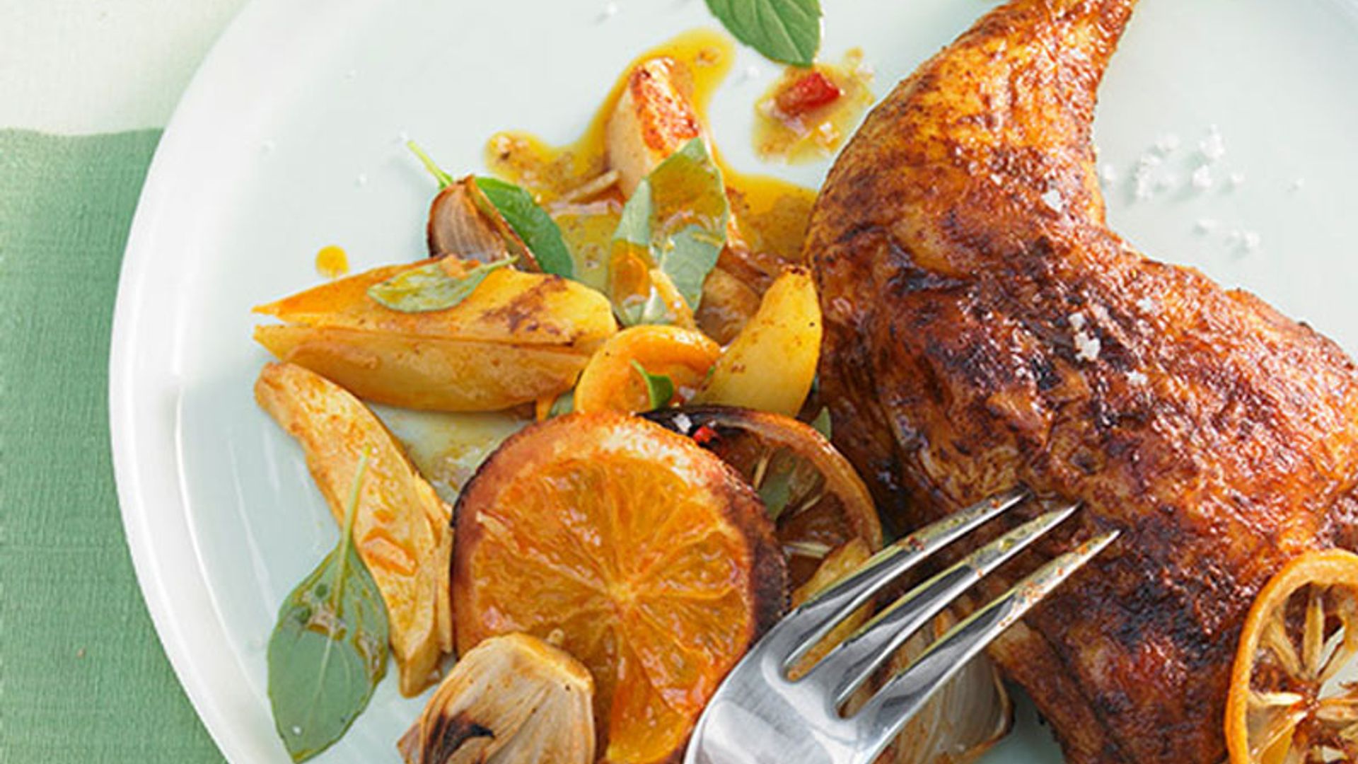 Pollo asado a la naranja