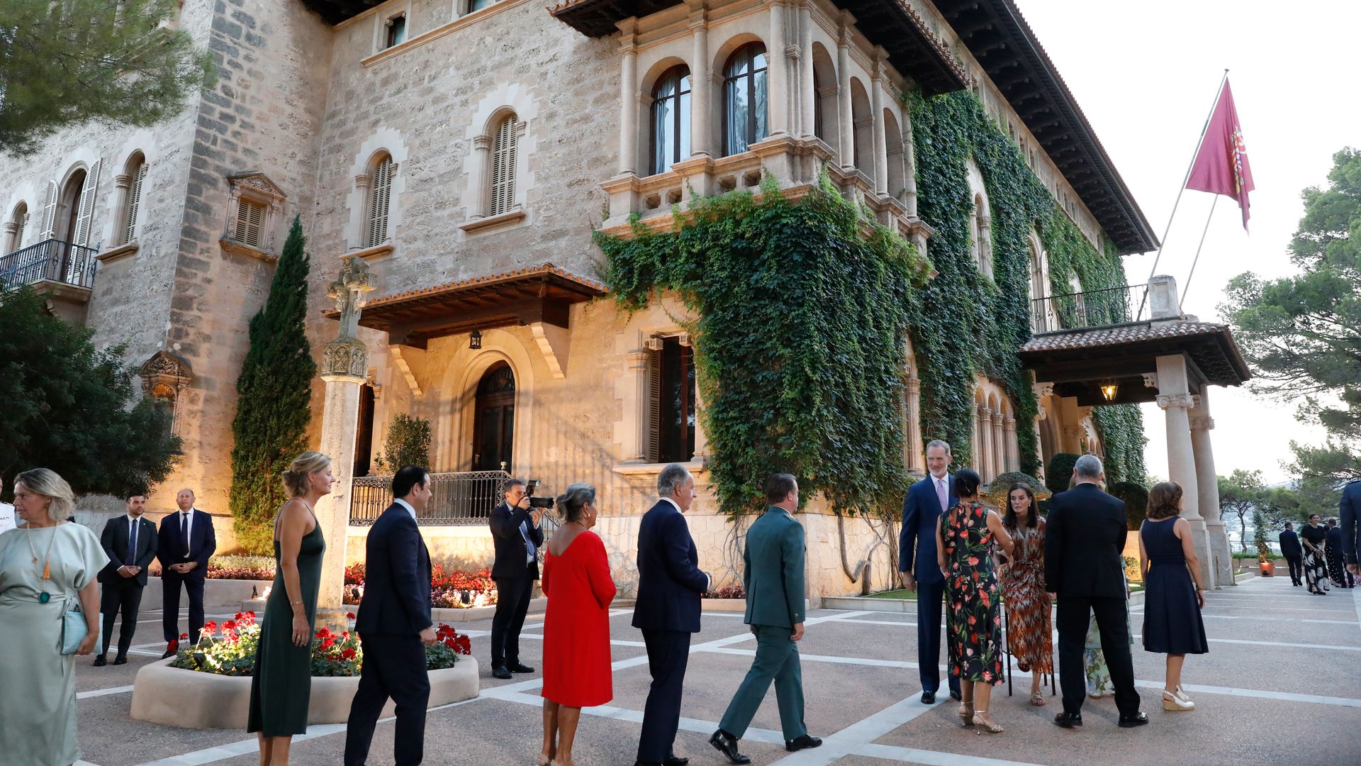 Los Reyes y doña Sofía en la recepción de Marivent