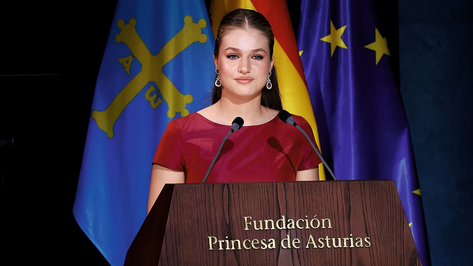 La heredera al trono durante su aplaudido discurso