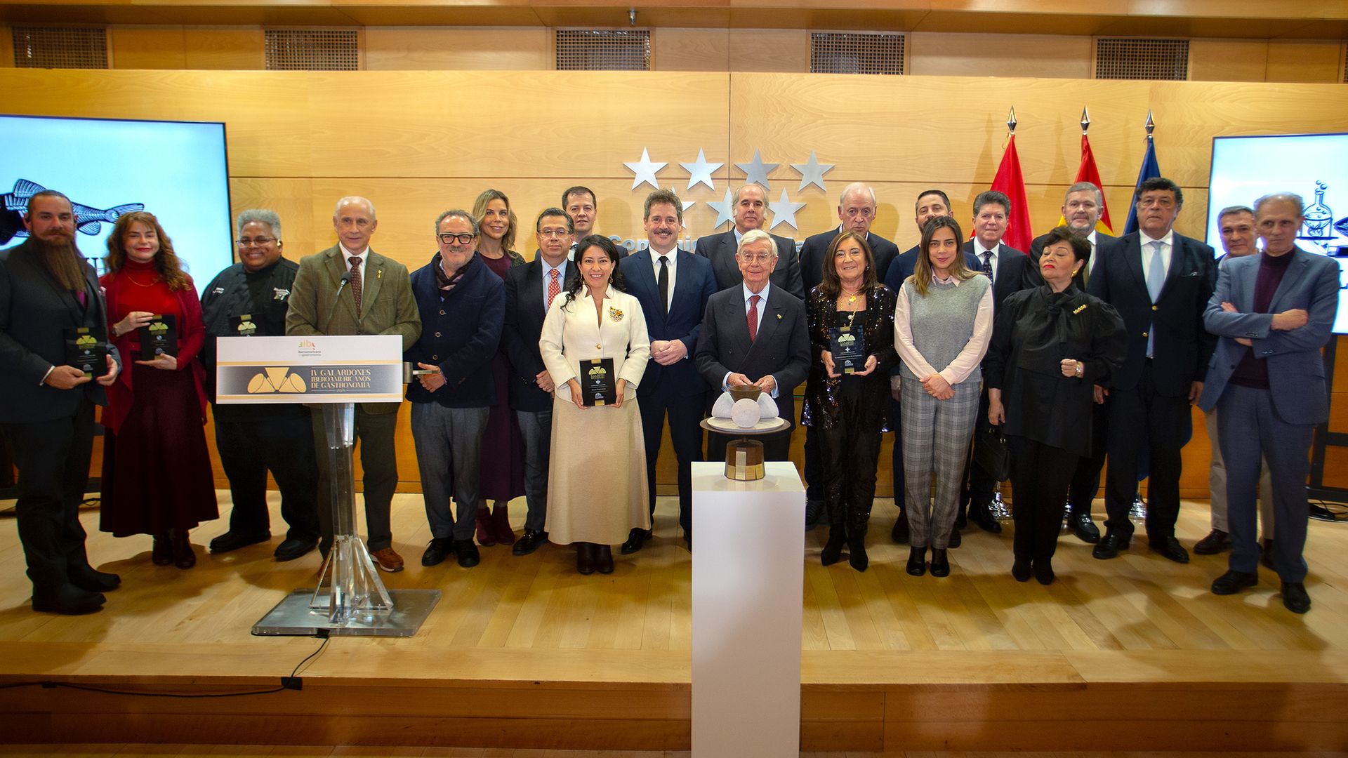 Los galardonados en la IV edición de los Premios Iberoamericanos de Gastronomía.
