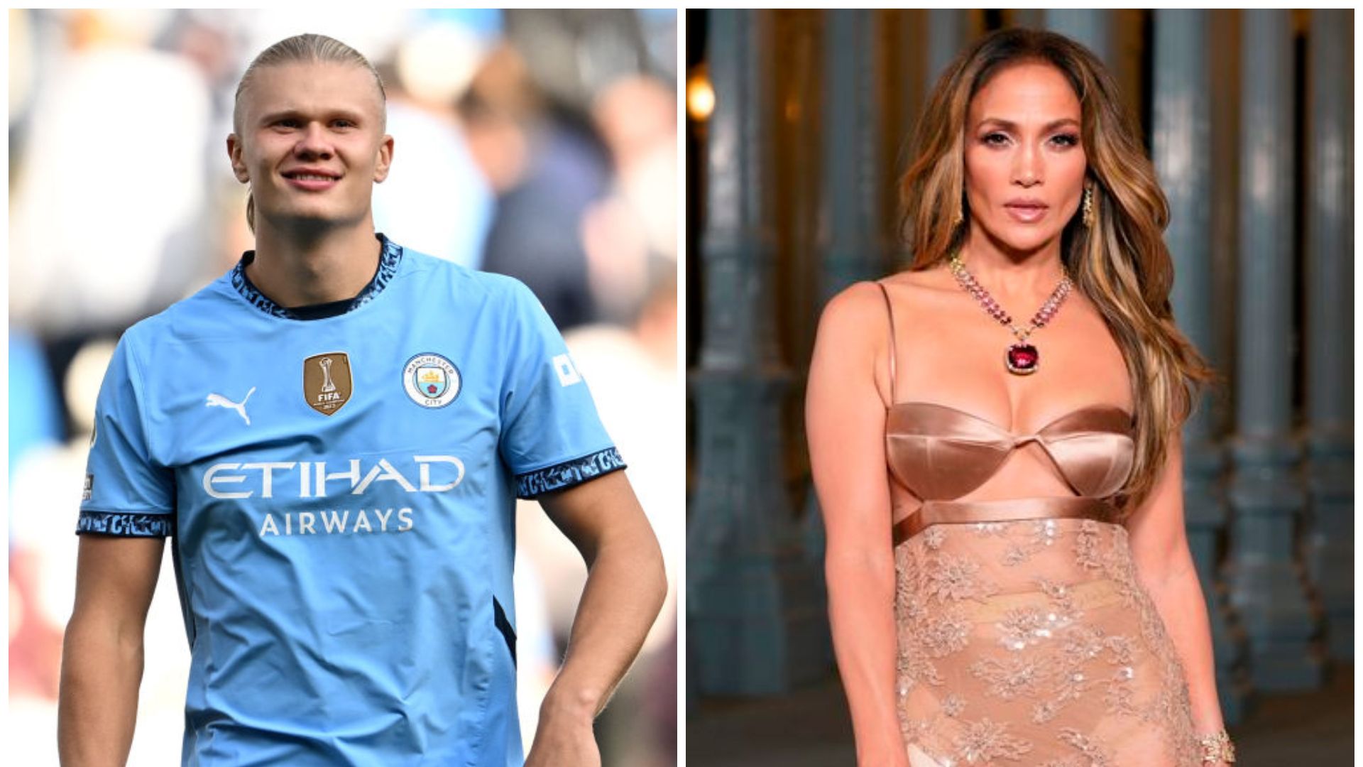 Erling Haaland y Jennifer Lopez