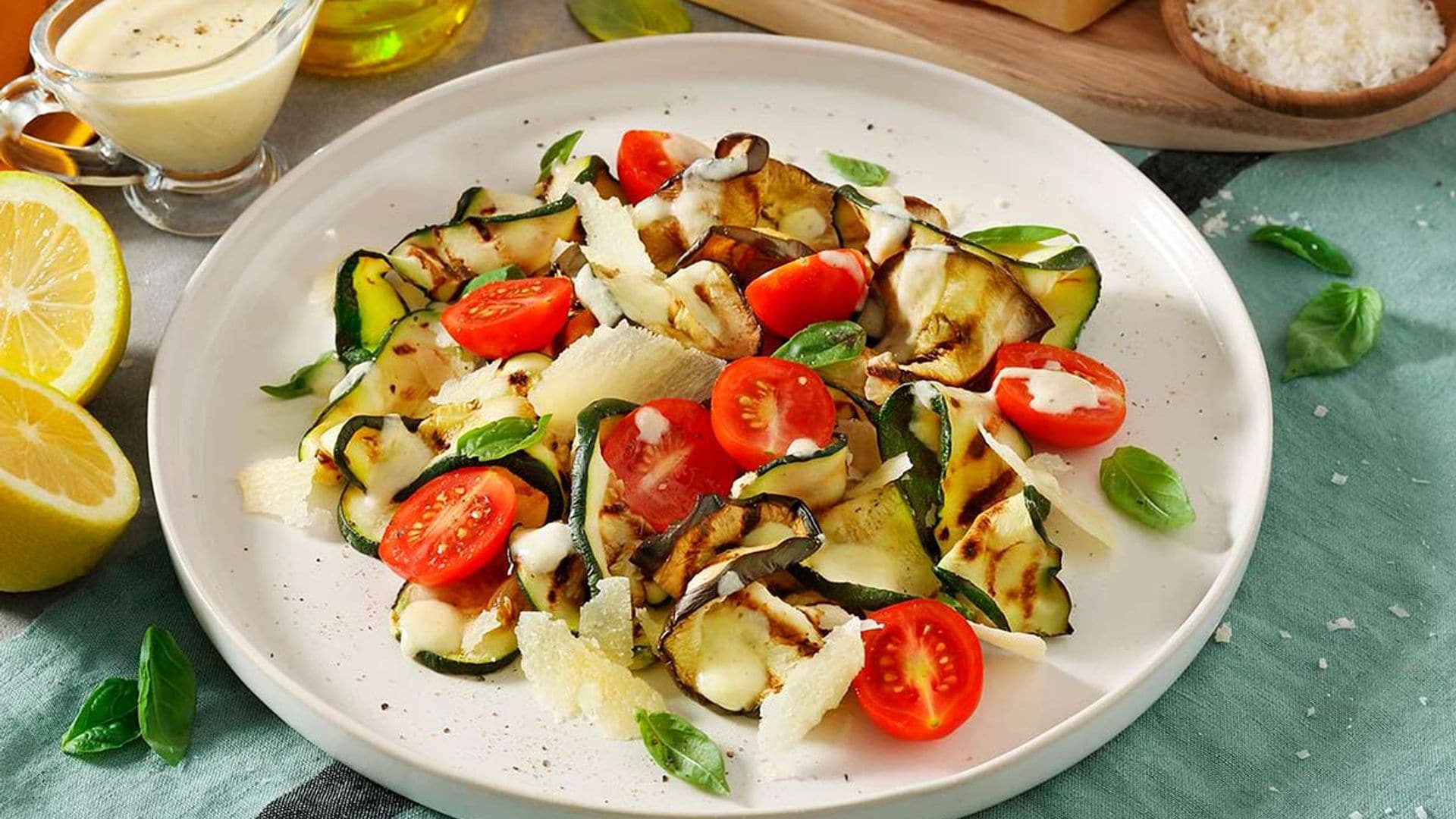 Verduras a la parrilla y salsa de Grana Padano