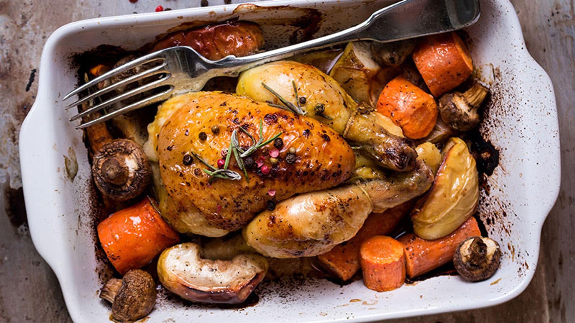 Pollo al horno con verduras