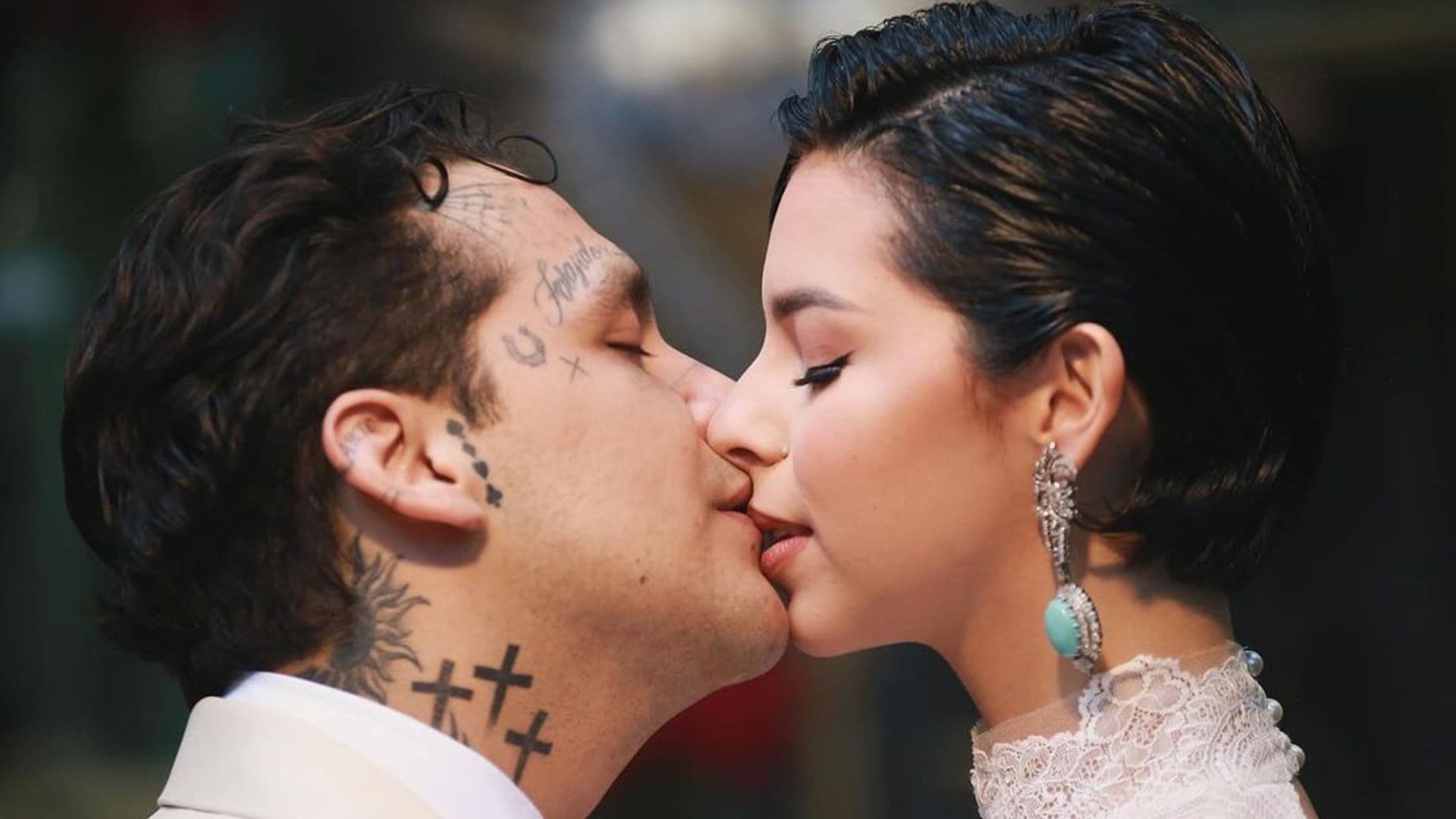 Así son los tres vestidos de novia que lució Ángela Aguilar en su boda con Christian Nodal