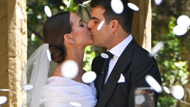 Nacho Boluda y Lucía Gutiérrez tras darse el ´sí quiero´, a 28 de junio de 2025, en Santander (España)

