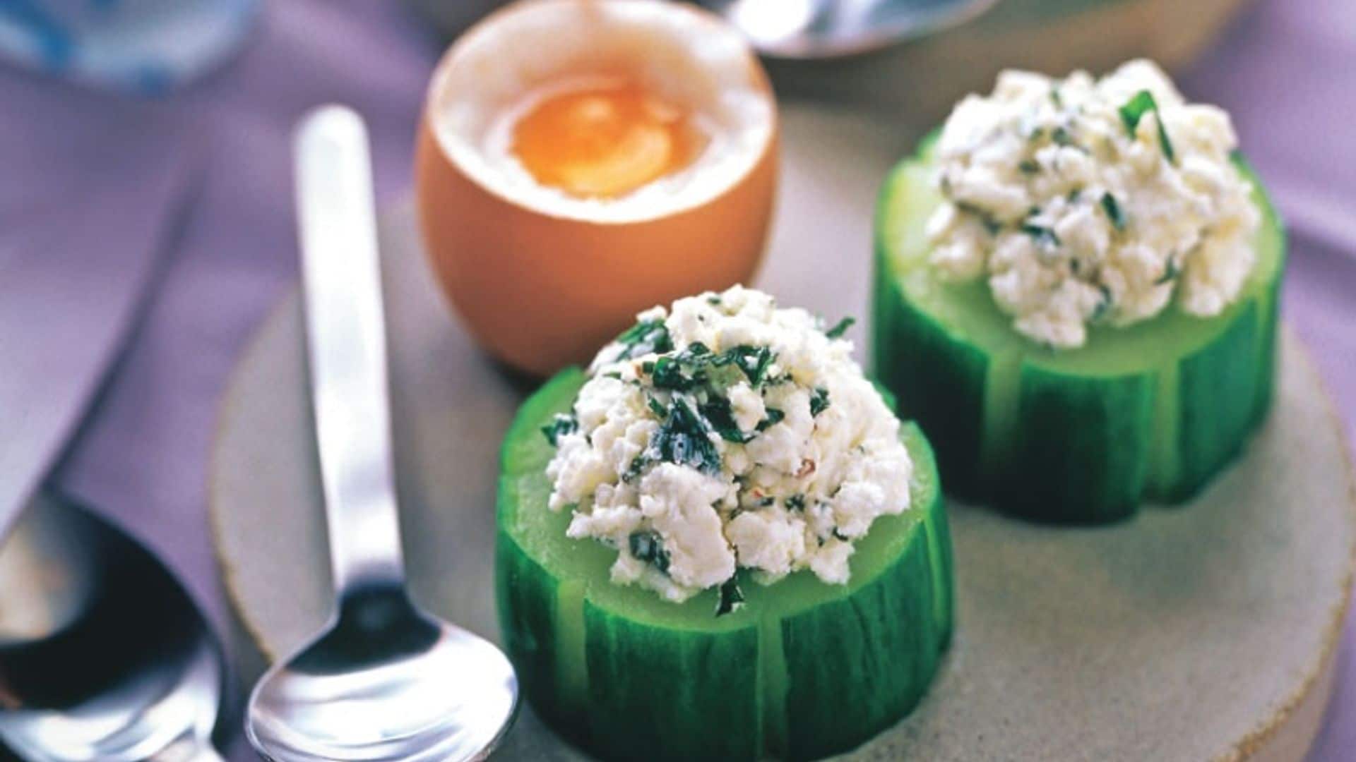Delicias de pepino con queso de cabra a la menta