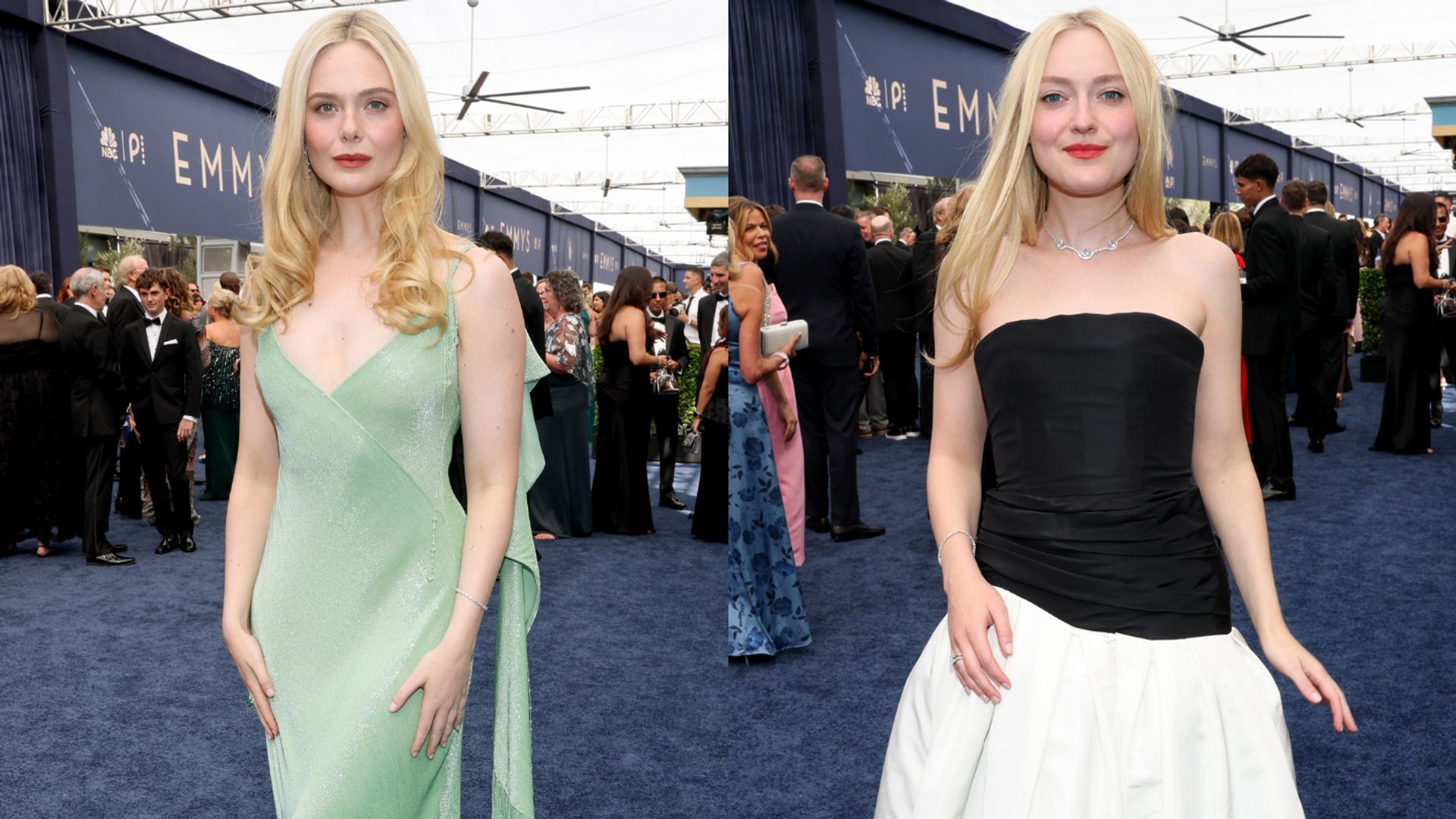 Las hermanas Fanning llegan con una estética de Hollywood clásico a los Premios Emmy 2026