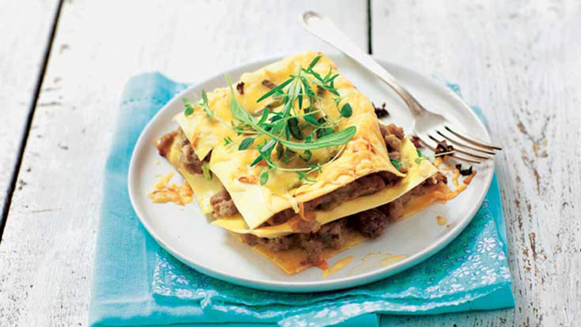 Lasaña con ragú de magro de cerdo