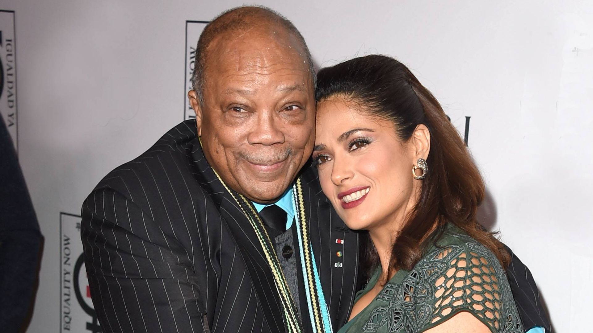 BEVERLY HILLS, CA - NOVEMBER 03: Quincy Jones and Salma Hayek arrives at the Equality Now's "Make Equality Reality" Event at Montage Beverly Hills on November 3, 2014 in Beverly Hills, California. (Photo by Steve Granitz/WireImage)