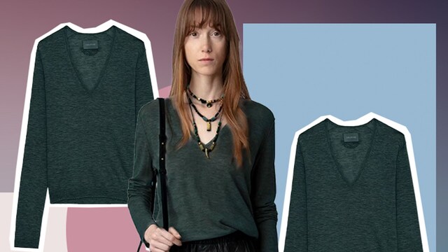 Modelo con jersey de cachemira de Zadig&Voltaire
