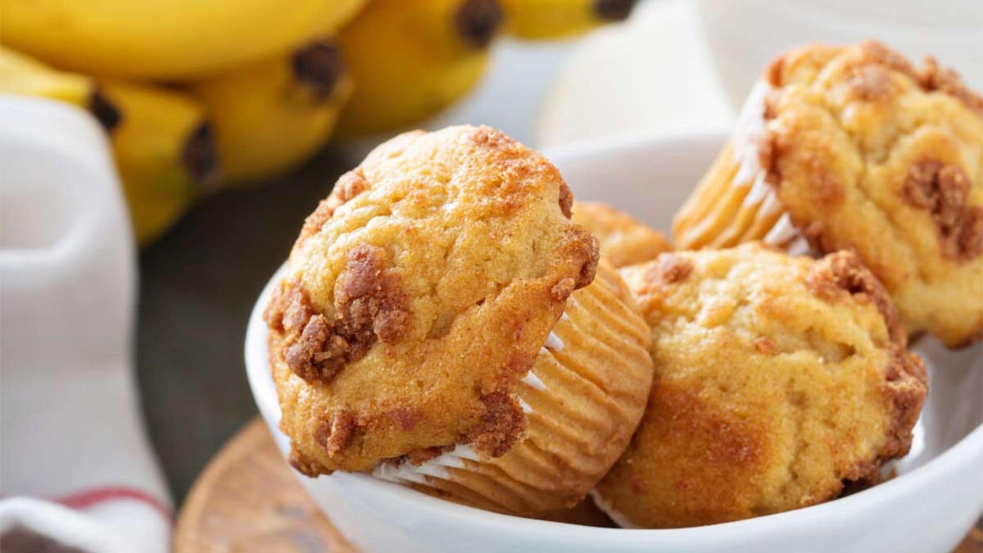 'Muffins' de plátano a la canela con 'streusel'