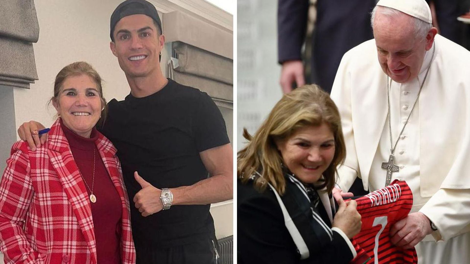 Mamá de Cristiano Ronaldo le obsequia un jersey al Papa Francisco, y así reaccionó él