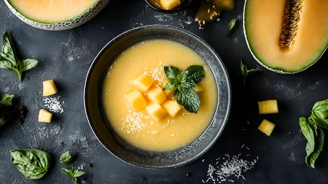 Sopa de melón con jamón