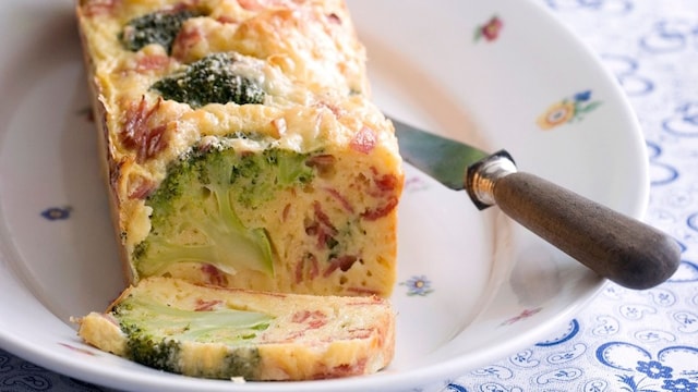 pastel verduras brocoli jamon