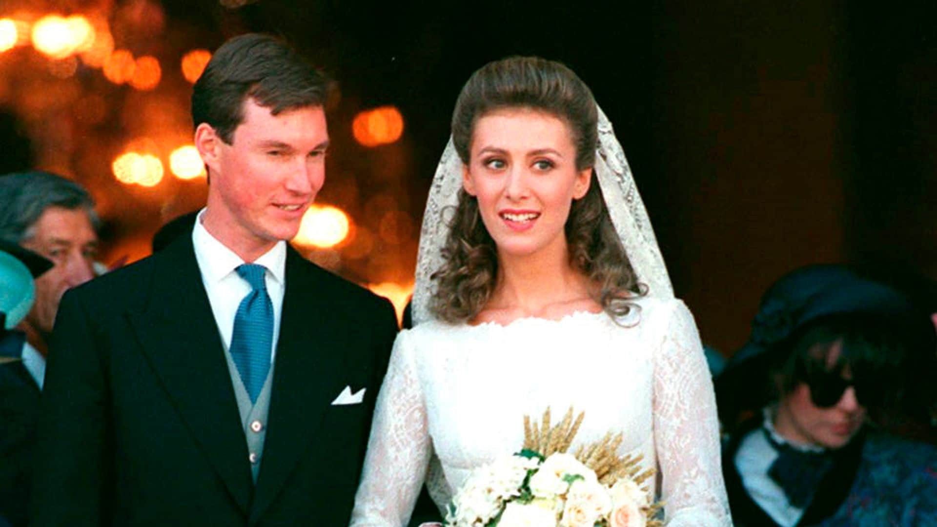 Guillermo de Luxemburgo y Sibilla Weiller durante su boda en 1994
