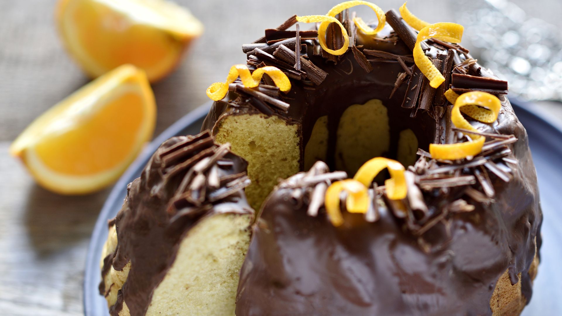 Bizcocho de chocolate y naranja.