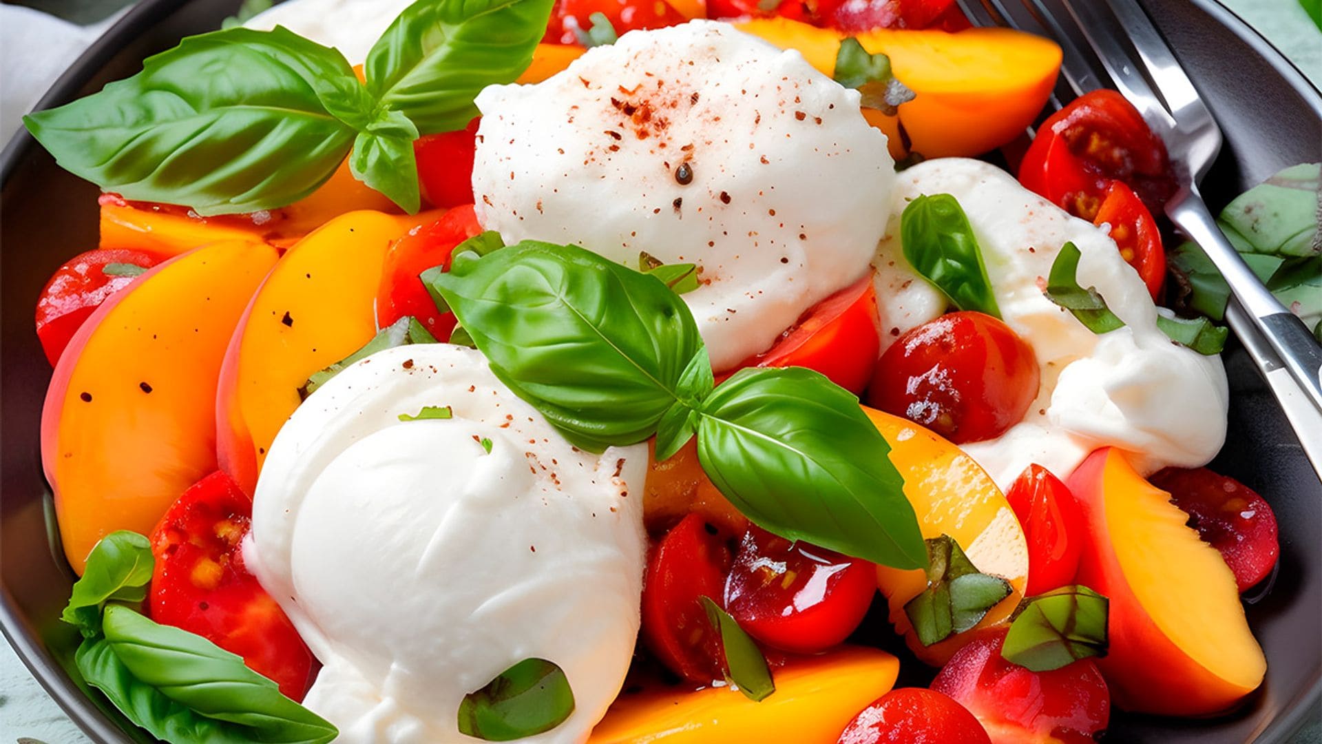 Ensalada de melocotón y burrata