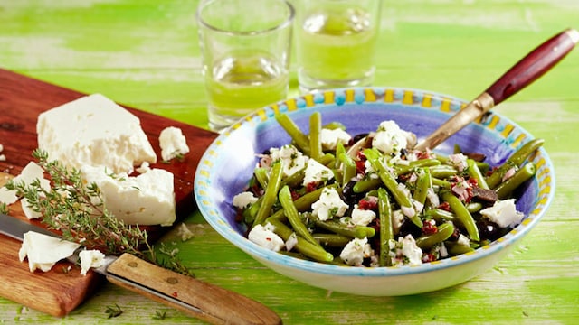 Ensalada de judías verdes y queso feta al tomillo
