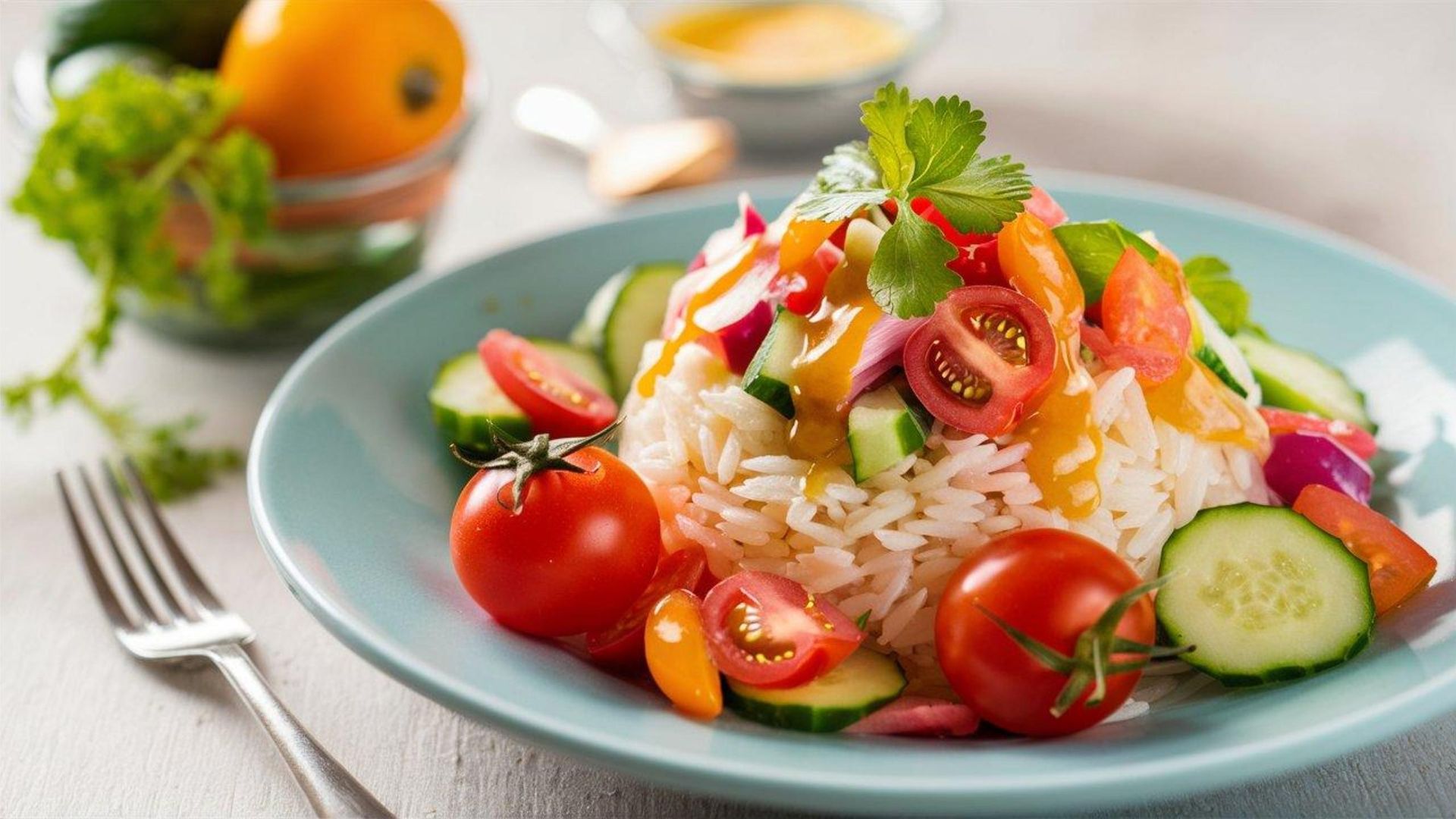 Ensalada de arroz con vegetales