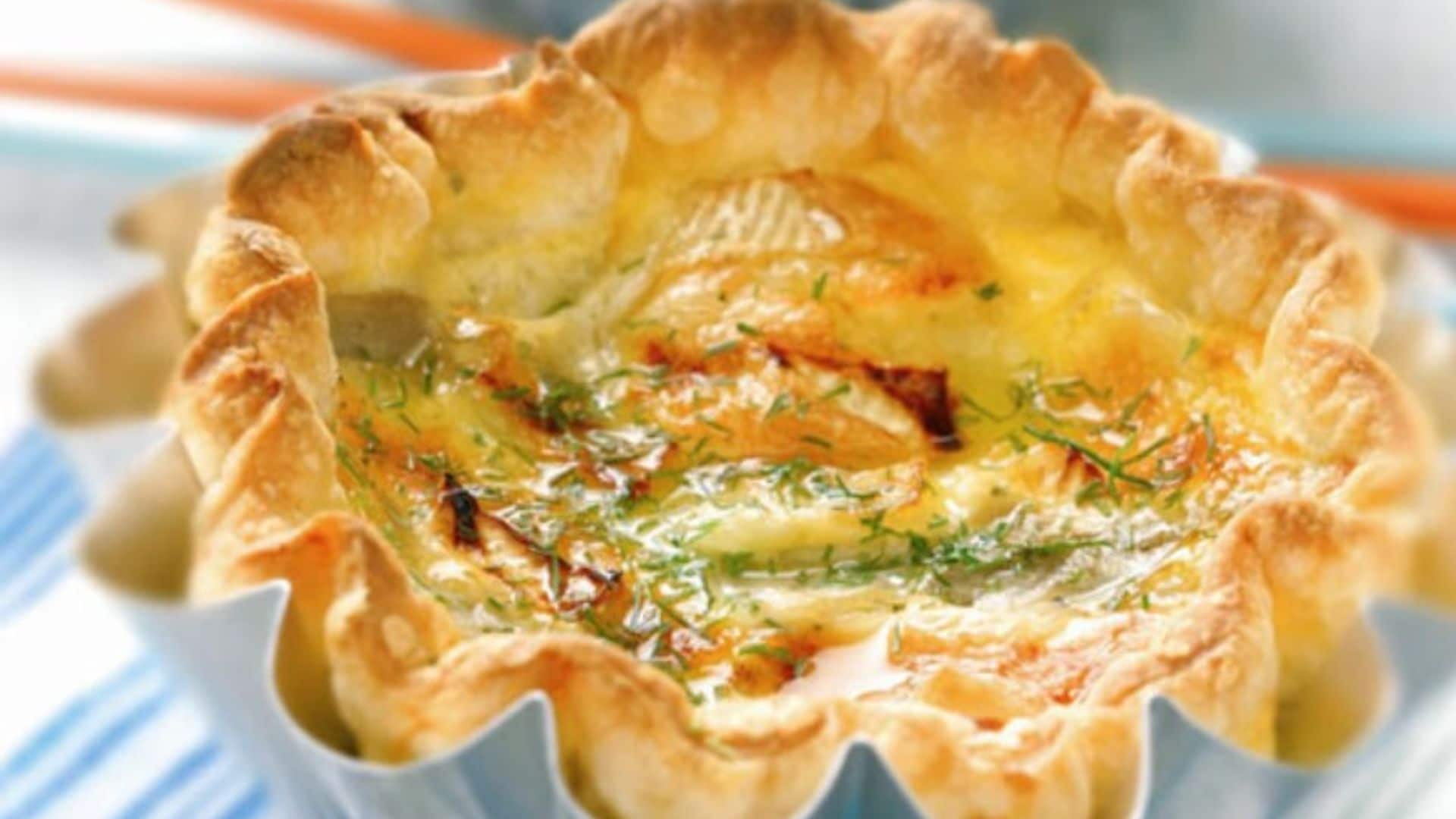 Pastel de queso brie y alcachofas